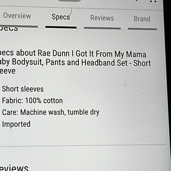 NEWRae Dunn I Got it From my Mama Baby bodysuit,pants,headband BNIP 3 pc set - Picture 4 of 7